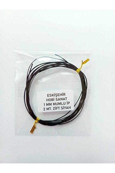Eskişehir hobi sanat 1 Mm 2 Metre Zift Siyah Renk Mumlu ip Saraç Deri Dikiş K...