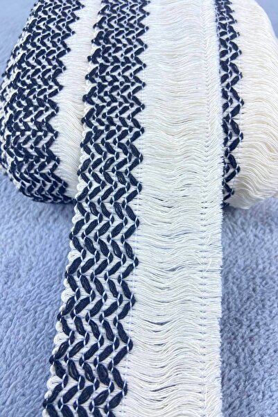 Hobigram Μαύρη βαμβακερή φούντα με ρίγες και σχέδιο γραμμών