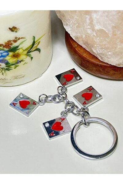 anahtarlık evreni Playing Card Ace Red Color Metal Keychain, Bag Ornament
