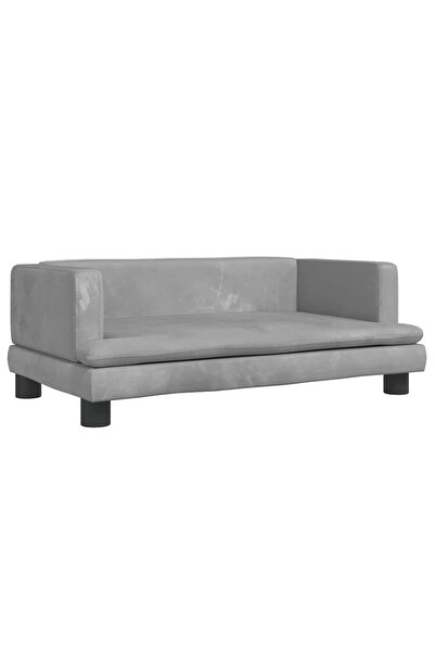 vidaxl Canapea pentru copii, gri deschis, 80x45x30 cm, catifea