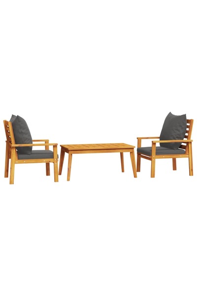 vidaxl Set mobilier de grădină cu perne, 3 piese, lemn masiv acacia