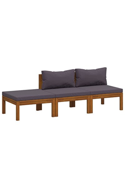 vidaxl Set mobilier de grădină cu perne, 3 piese, lemn masiv de acacia