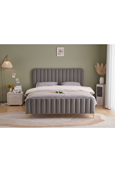 MarketMob Pat Melinda 160X200 Tapitat Catifea Gri Somiera Inclusa