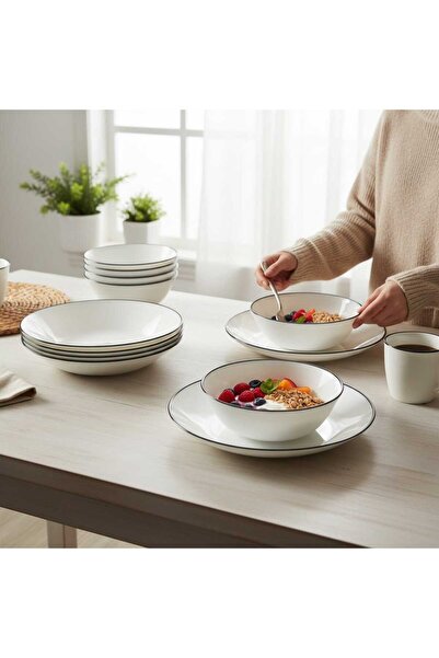 IKEA Oftast 12 Parça 6 Kişilik Siyah Fileli Yemek Takımı