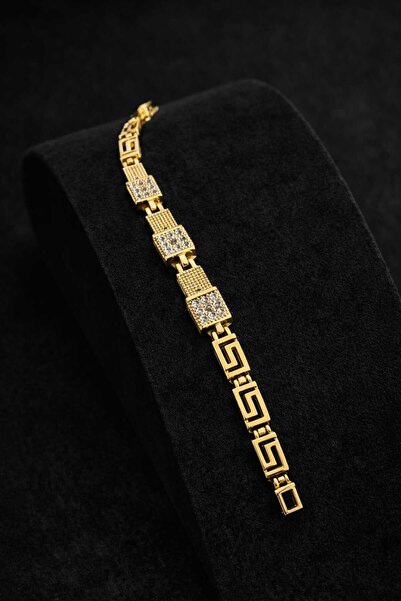 Banum Luxury سوار أنيق من الفولاذ المطبوع باللون الذهبي