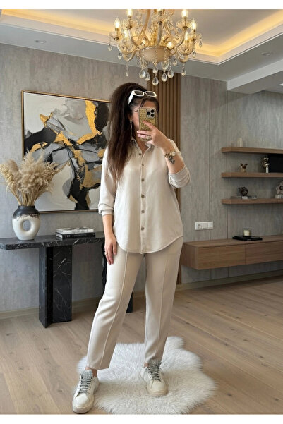 AZRA BUTİK Shirted Sports Suit Beige