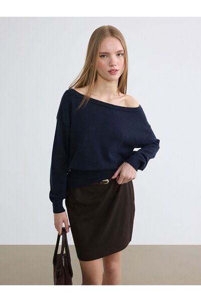 LC Waikiki Xside Navy Blue Boat Neck Women's Knitwear Sweater