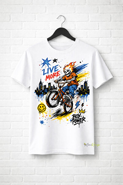 CACTUS COLLECTION Oversize T-Shirt with Bicycle and Skull Print