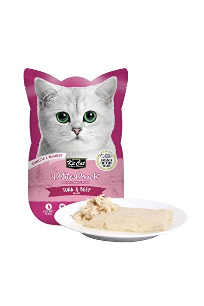 Kit Cat طعام قطط رطب خالٍ من الحبوب بالكامل مع التورين - التونة واللحم البقري...