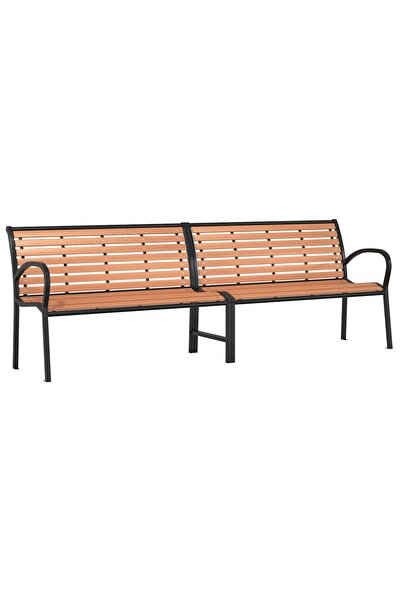 vidaxl Bancă de grădină, maro, 231 cm, lemn/oțel vopsit electrostatic