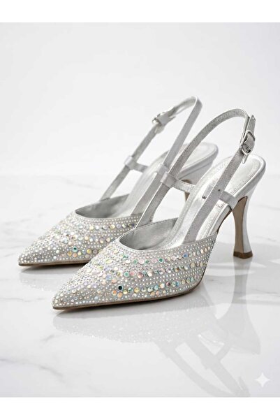 osm trend Abiye taşlı sivri burun arkası açık ayakkabı