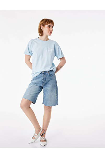 Koton Βαμβακερό μπλουζάκι με άνετη εφαρμογή, κοντό μανίκι και στάμπα στο πίσω...