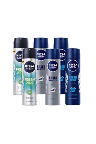 NIVEA Promotional Pack 6 X Men Deodorant Fresh Kick, Fresh Active and Silver ...