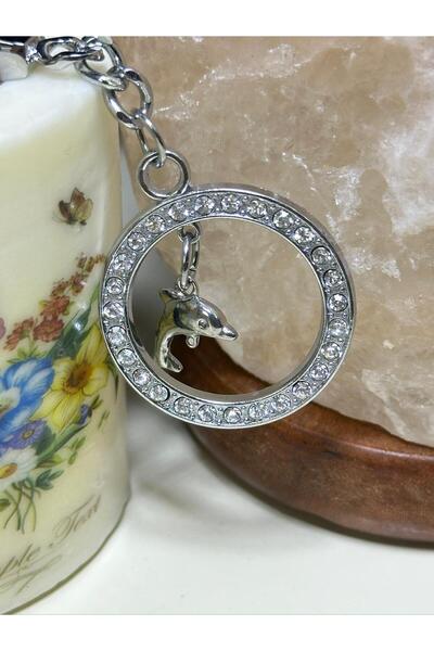 anahtarlık evreni Stoned Dolphin Figure Interlocking Silver Color Metal Keychain