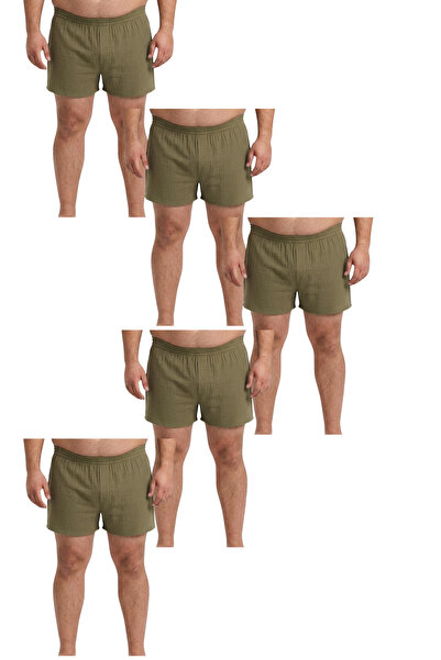RELAXL 2Xs-10Xl Khaki Green Men's Boxer 100% Cotton Soft Muslin 5-Pack