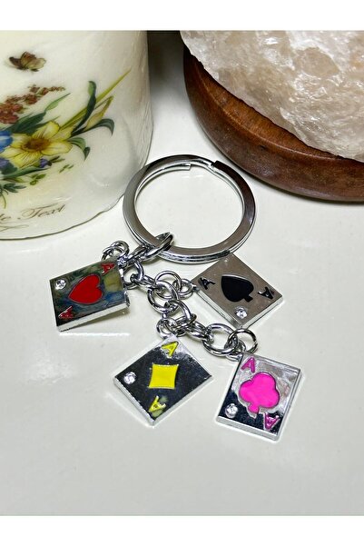 anahtarlık evreni Playing Card Ace 4 Colors Metal Keychain, Bag Ornament