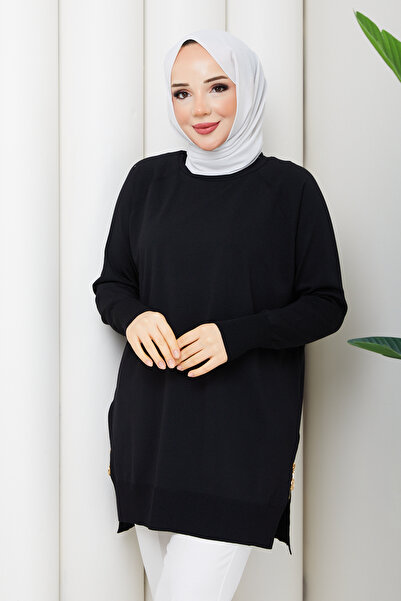 Pamuk Butik Women's Side Zipper Rayon Mercerized Knitwear Tunic