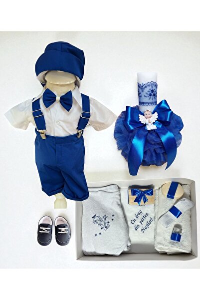 Your Baby Store Set complet botez baiat de vara Gabriel- albastru cu inger co...
