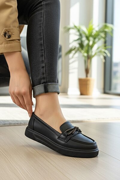 enoch Women's Anthracite Gray Lace Detailed Comfort City Loafer
