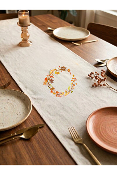 Menar Tasarım Linen Runner 110*40 cm Design Decorative Runner Kitchen and Liv...