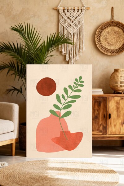 Mgi Design Μίνιμαλ Βάζο με Φυτά Πίνακας σε Καμβά Μοντέρνα Διακόσμηση Τοίχου Σ...