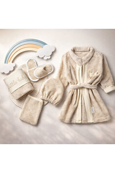 Bebelul 5-piece baby bathrobe set, absorbent cotton, cream