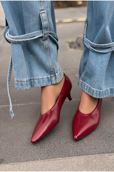 I Love Shoes Seranis Genuine Leather Stiletto Burgundy Wrinkled Patent Leather