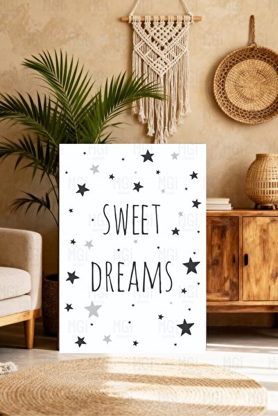 Mgi Design Tablou pe pânză cu mesaj „Sweet Dreams” Decor pentru camera copiil...