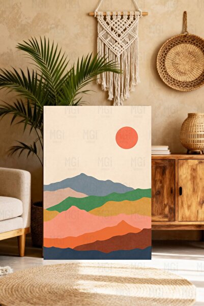 Mgi Design Αφηρημένος ορεινός τοπίος σε καμβά, Πίνακας ζωγραφικής μοντέρνας τ...