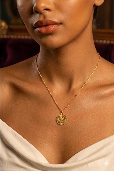 Papatya Silver 925 Ayar Gümüş Halat Zincir Tuğralı Kolye.rose.gold.rodaj