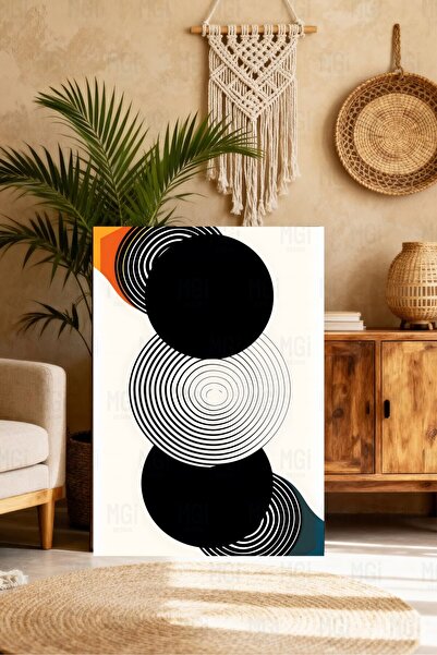 Mgi Design Αφηρημένος Γεωμετρικός Κύκλος Πίνακας σε Καμβά Μοντέρνα Μίνιμαλ Δι...