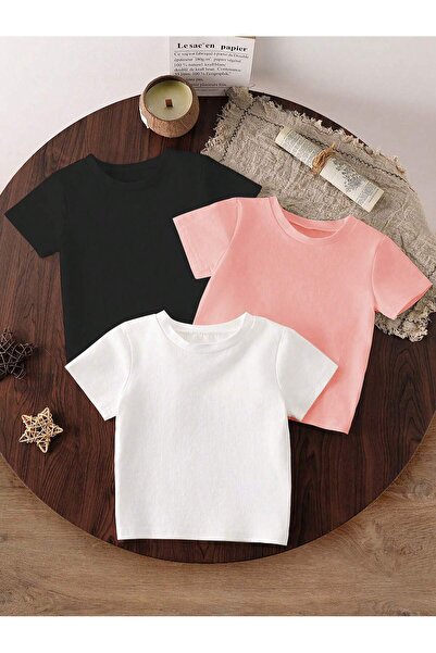 SPORTİVEA 3-Piece Children's Basic T-Shirt Set 100% Cotton – Comfortable Fit ...