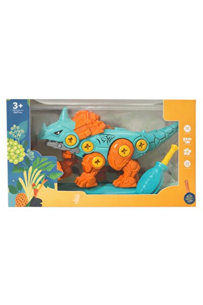 Malvys Jucarie dinozaur constructie Malvys, set asamblare piese mobile, portocaliu, 3+ ani