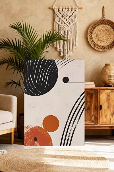 Mgi Design Tablou abstract pe pânză, portocaliu, negru, geometric, cu textură...