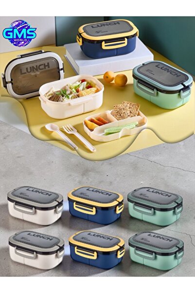 EVASAN 1200 ML 6 BÖLMELİ 2 KATLI BESLENME KABI ÇATAL & KAŞIKLI LUNCH BOX ML-3026