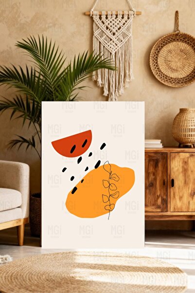 Mgi Design Μοντέρνα διακόσμηση με βοτανικά κλαδιά και αφηρημένα σχέδια σε καμβά