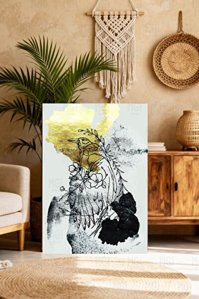 Mgi Design Tablou abstract cu pasăre pe pânză, decor artistic modern cu detal...