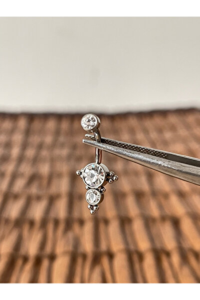 Rupen Kraft Yüksek Kalite G23 Titanium Gümüş Renk Antik Titanyum Göbek Piercing