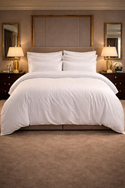 6-Piece Damask Bedding Set with Elastic, Casa Pucioasa, Fine Damask, Luxury Hotel, 4 Pillows miniatura 3