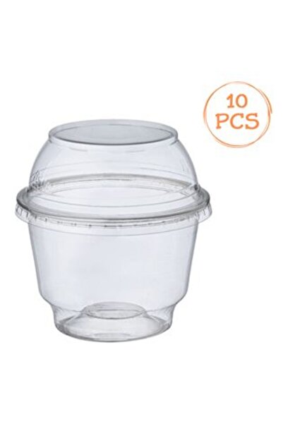 SHOPIENS Reusable Plastic Bowls with Transparent Lid 285 ml - 10 pcs