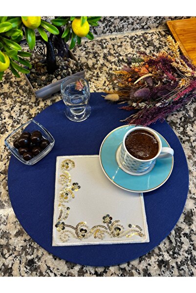 Aylia Home 6 Adet Boncuklu Sunumluk Peçete,Kokteyl Peçete,Kahve Yanı Sunum Pe...