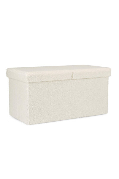 Bizzotto White Textured Fabric Bench Joris 76x38x38 cm