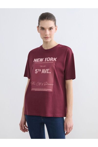 LC Waikiki Printed Oversize 100% Cotton Women's T-Shirt
