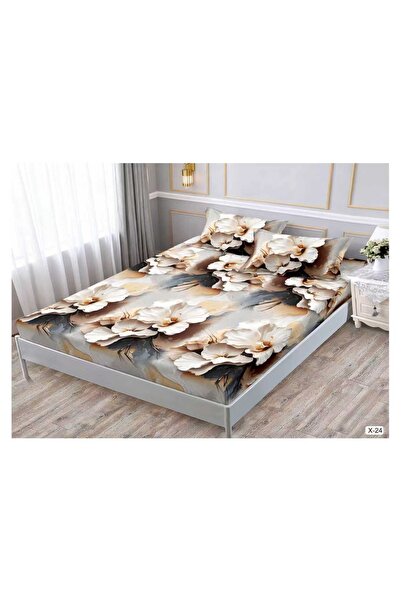 Antoniabeautyshop Elegant beige floral elastic sheet 2-sided pillowcase doubl...