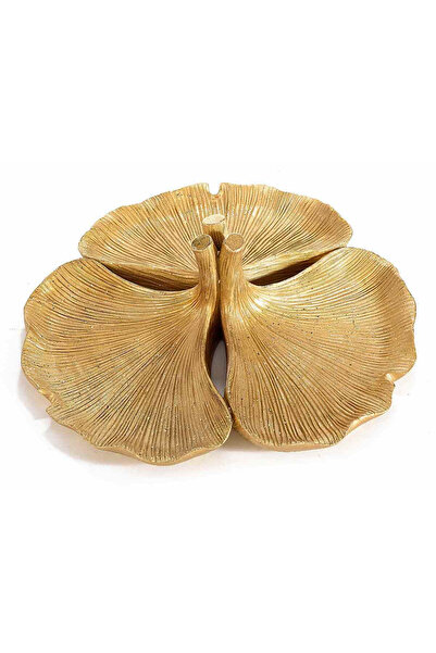 Decorer Golden Ginko Decorative Tray 24x8 cm