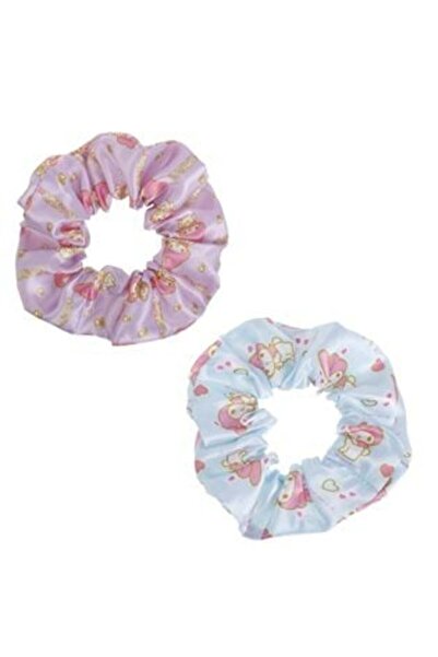 SHOPIENS Elastice de păr din satin verzi și lila cu design My Melody pentru c...