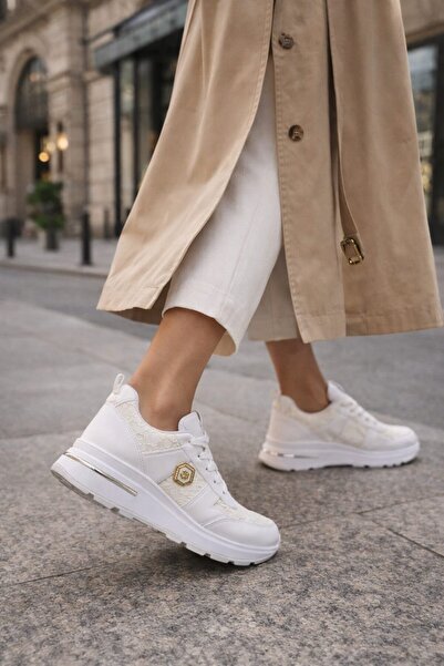 Slipcat Lace Detailed Trend 5 cm Platform High Sole Women's Sneakers Sports S...