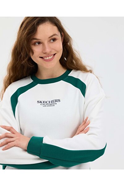 SKECHERS S2610028 W Дамски суичър от полар със свободна кройка БЯЛ