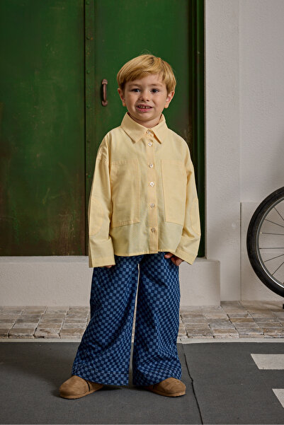 Fahhar Kids Oversize Shirt with Kangaroo Pocket Yellow