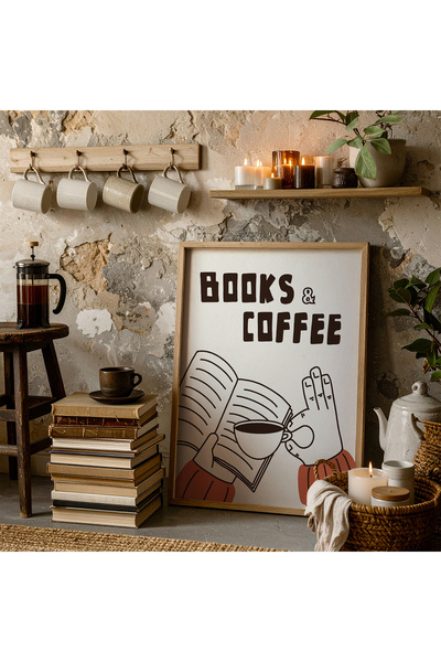Creatick Design Kahve Köşesi Dekoratif Ham Ahşap Çerçeveli Tablo - Kahve Kafe...